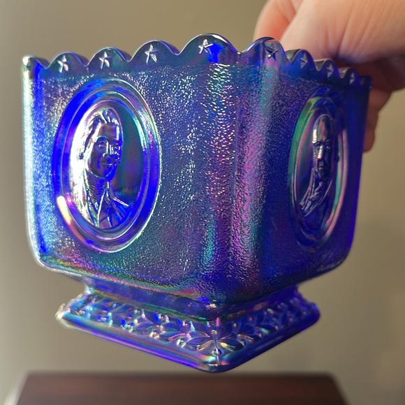 Fenton Other - Vintage Fenton Carnival Glass Cobalt Blue Founding Fathers Candy Dish Planter